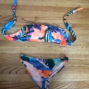 Kona Sol Teal, Purple & Pink Floral Bikini Bottoms